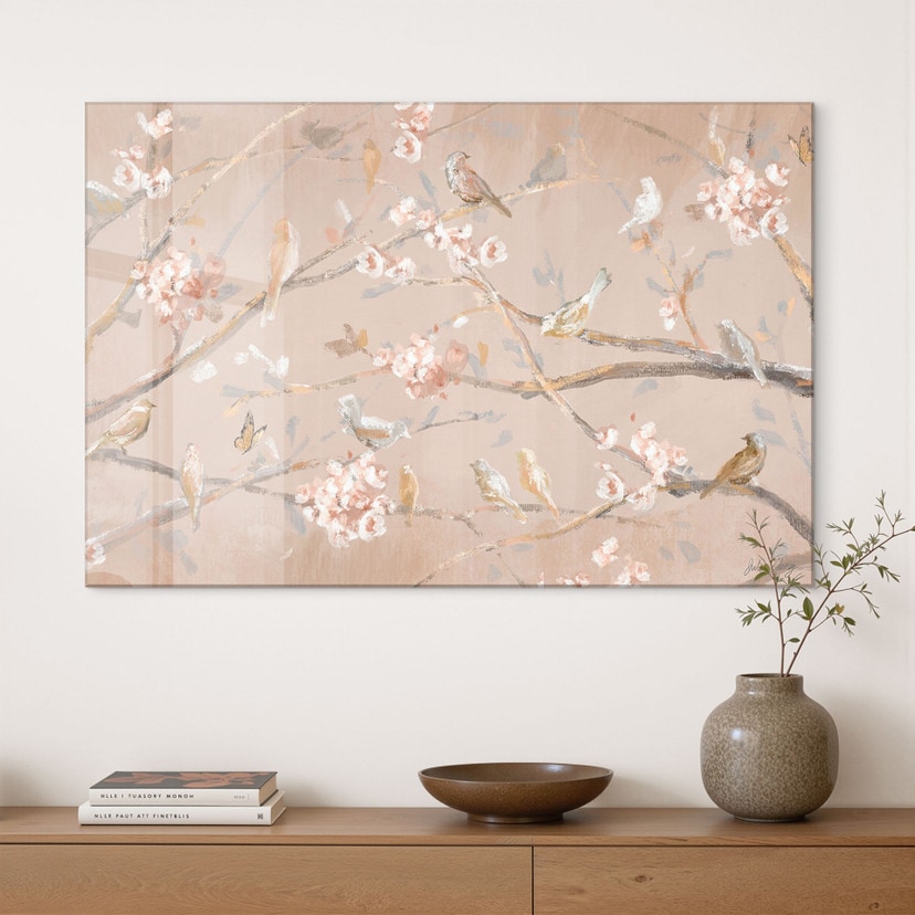 Acrylglasbild Vögel auf Kirschblüten - Cheney
