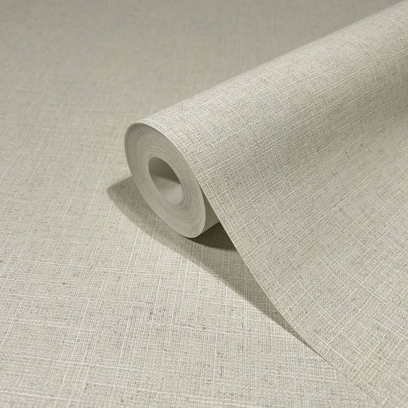 Non-woven tapet i tekstil plain look beige plain