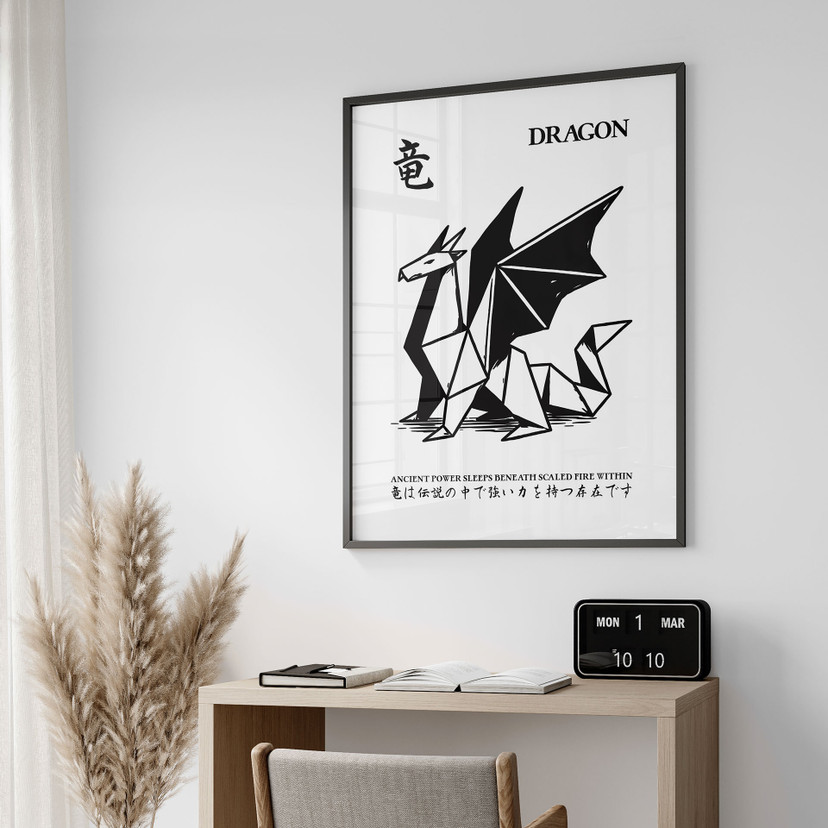 Poster Geometrische Draak Origami - Krygowski