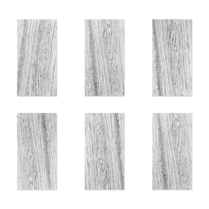 Echtstein - 3D Wandpaneel, Set aus 6 Natursteinplatten als luxuriöse Wandverkleidung - Polar Marmor