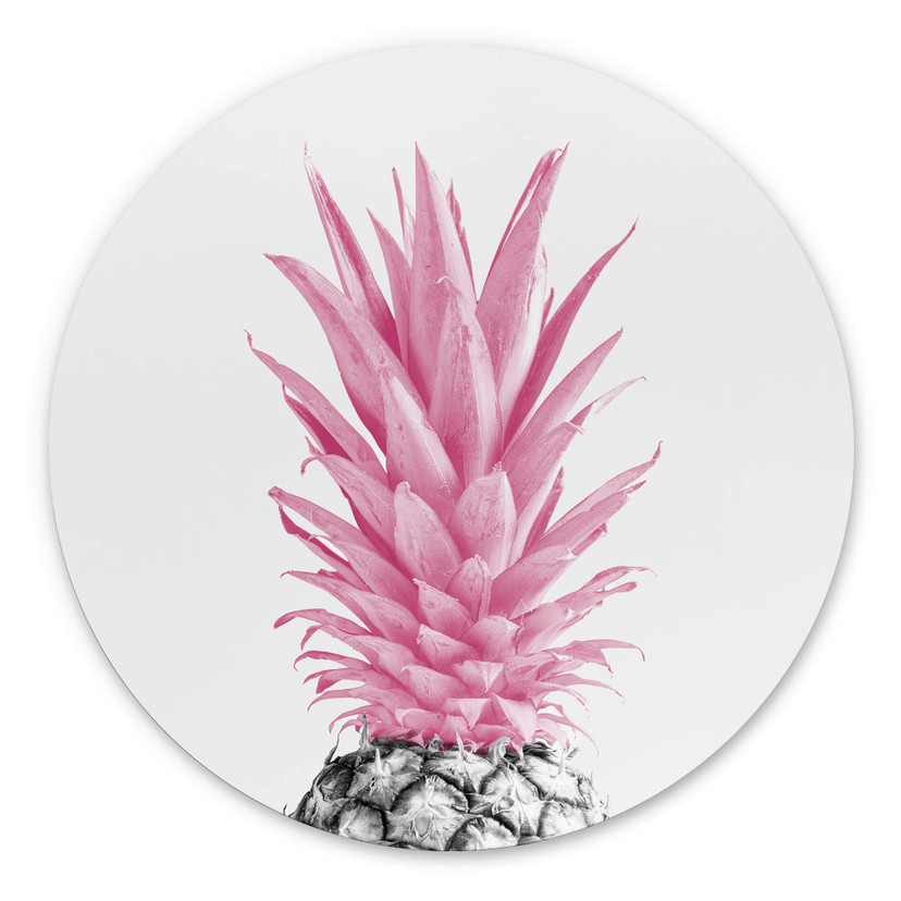 Vægcirkel 1X Studio - Pink Pineapple – print på aluminium (Alu-Dibond)