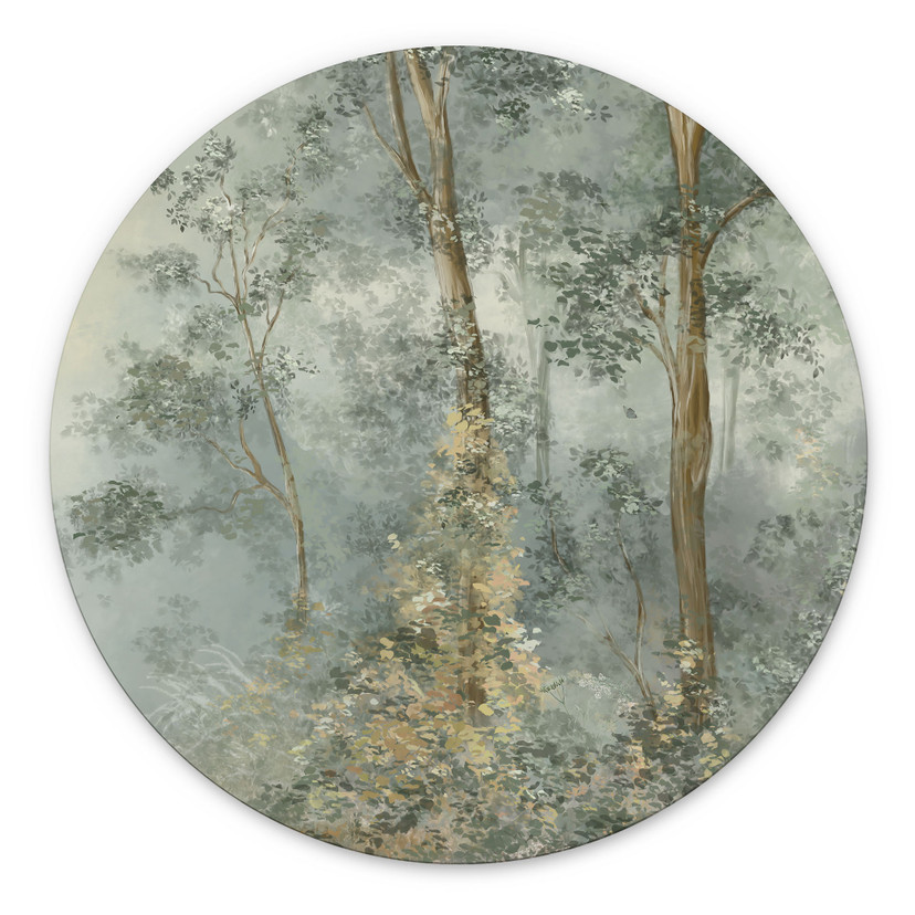 Wanddecoratie Betoverd Bos - Ms Tiff - Aluminium dibond - Rond