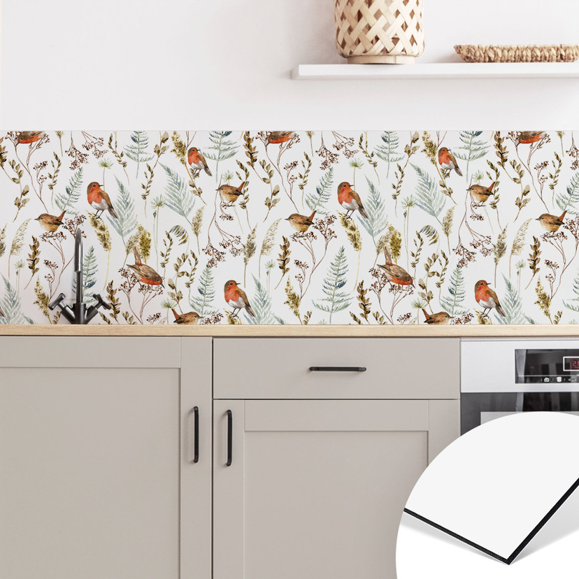 Küchenrückwand Spatzen und Rotkehlchen - UN Designs