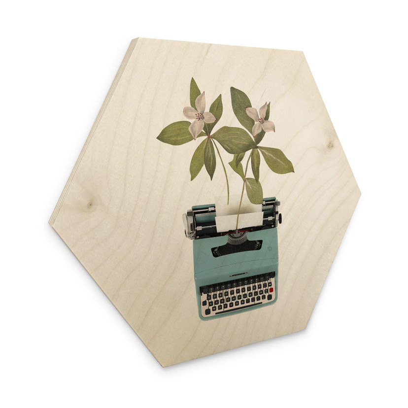 Hexagone - Bois Frida Floral Studio - Machine à écrire botanique