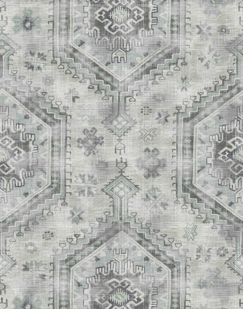 Vintage orientalisk matta mönster Fototapet i grått i modern etnisk stil 2,7 x 2,12 m