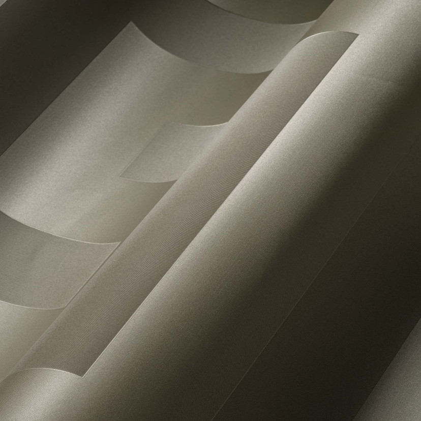 Versace Home tapeta z włókniny meander wzór luksusowa designerska tapeta geometryczna srebrnoszara