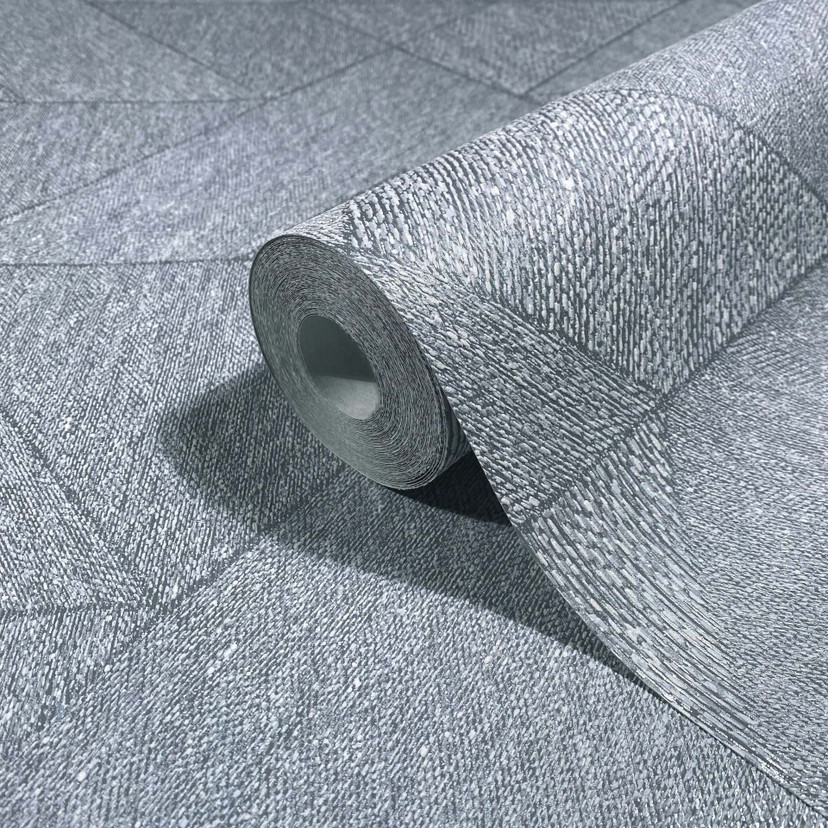 Tapeta z włókniny trójkąty, geometryczna grafika w kolorze niebieskim