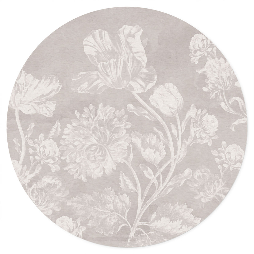 Naklejka na ścianę Wildflowers in chalk look Beige - Bloomery Decor - Round