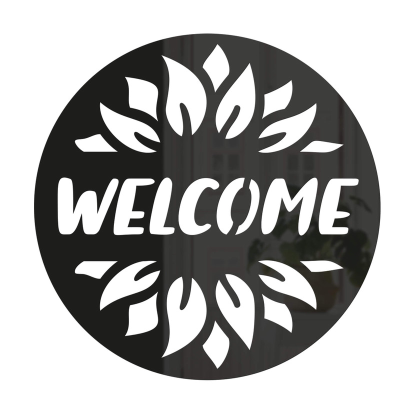 Dekoracja drzwi Welcome Sunflower - Dekoracja akrylowa - Okrągła