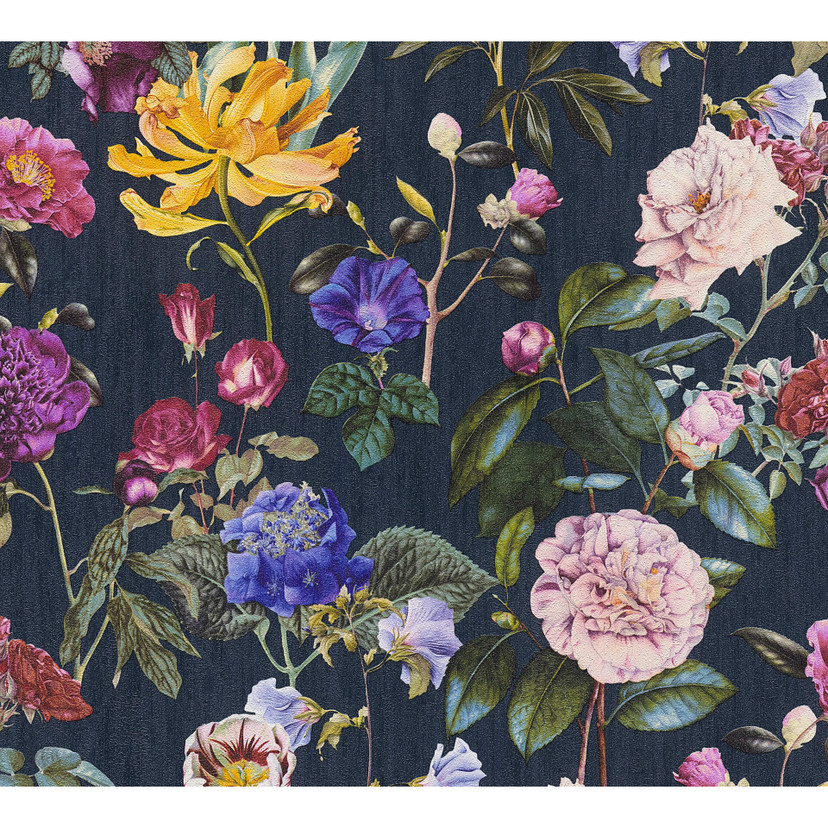 Livingwalls Vliestapete Jette 5 tropisch floral natürlich blau, grün, rot