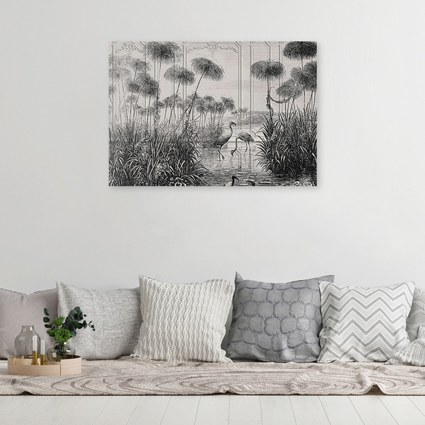 Canvasbillede, Fugle i en dam