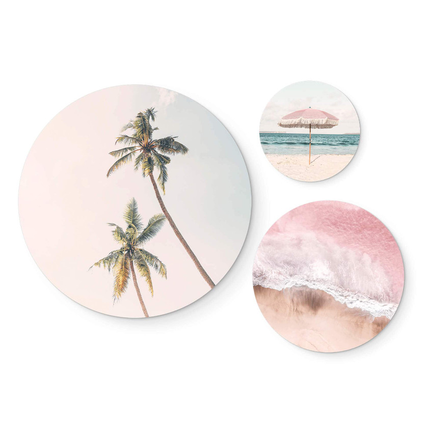 Tableau sur alu-Dibond rond Sisi & Seb Ensemble de sentiments d'été (set 3 pièces)