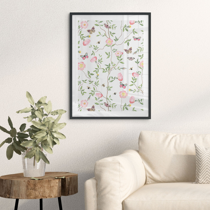 Plakat Różowe świąteczne róże na wiosnę - UN Designs