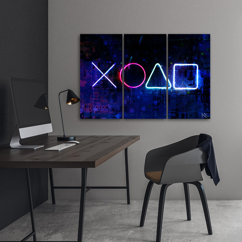 Canvas print 3 dele, knapper til controlleren