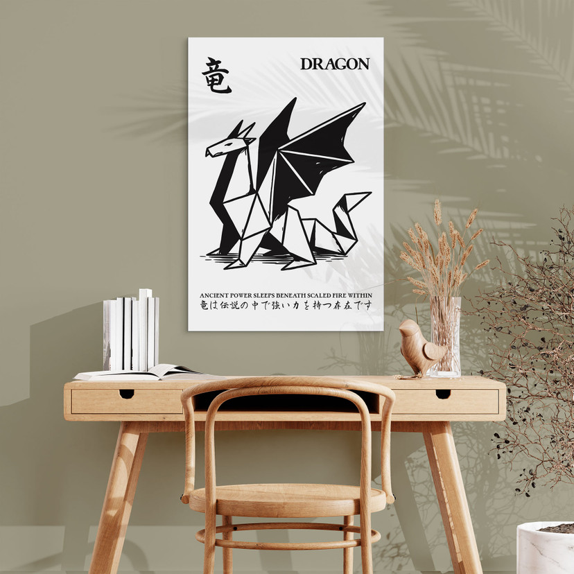 Tableau Origami Géométrique Dragon - Krygowski - Alu-Dibond