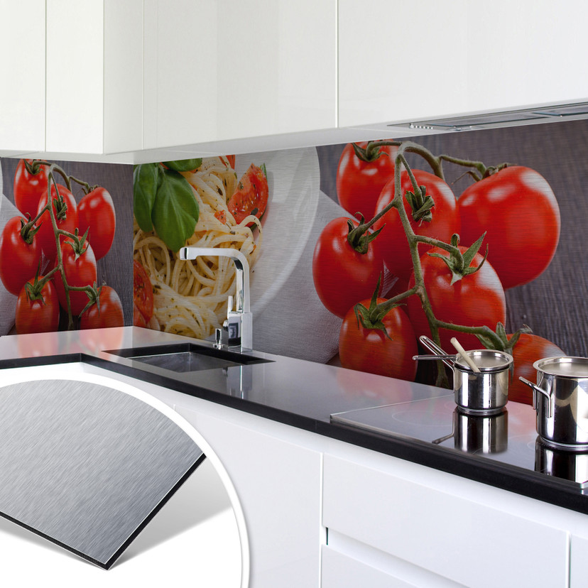 Küchenrückwand - Alu-Dibond-Silber - Pasta Italiano