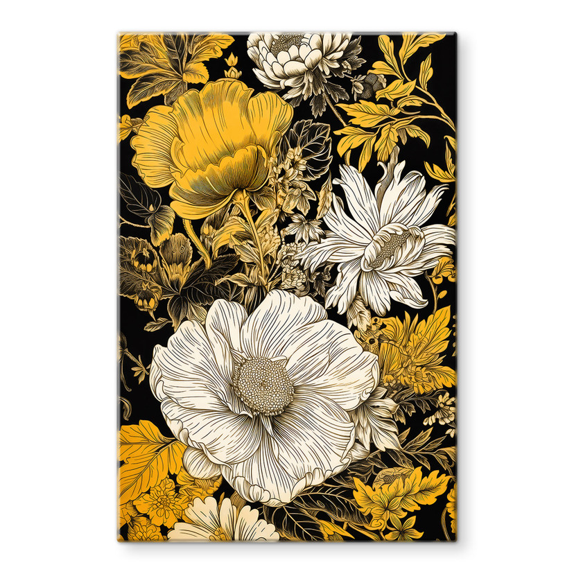 Glasbillede - Blomsterpragt i okker - Jaszke