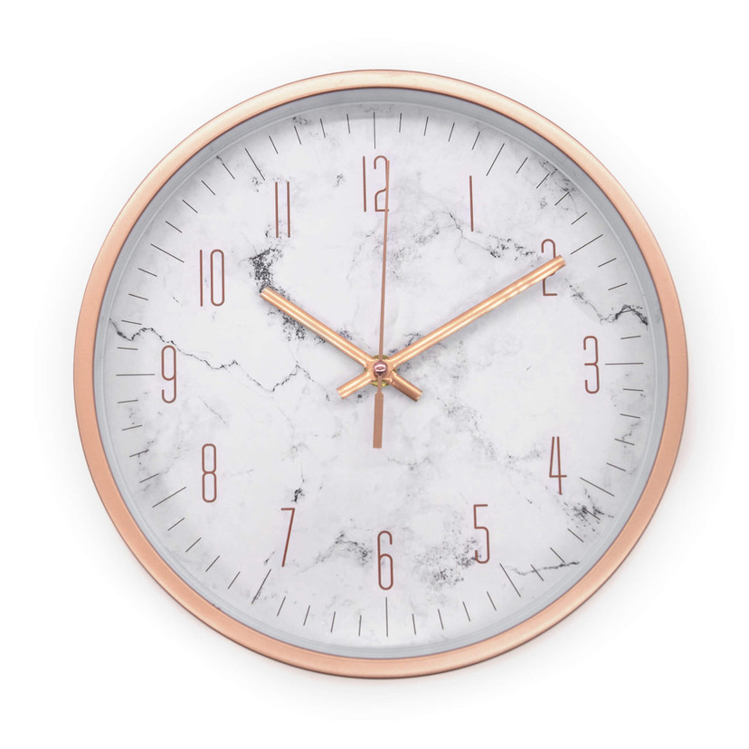 Wanduhr Kunststoff Rosé-Marmor-Optik Ø25 cm