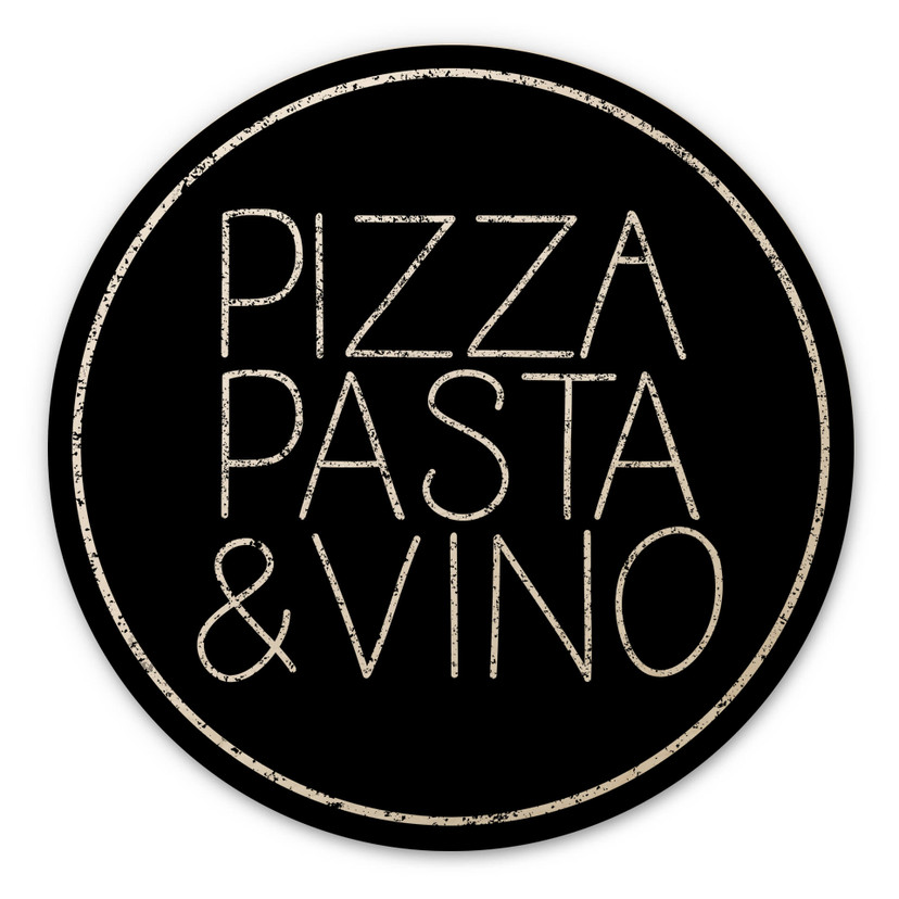 Obraz drewniany Pizza Pasta & Vino czarny - okrągły