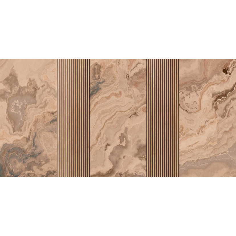 Papier peint marbré noble beige à rayures - papier peint intissé pour une ambiance élégante