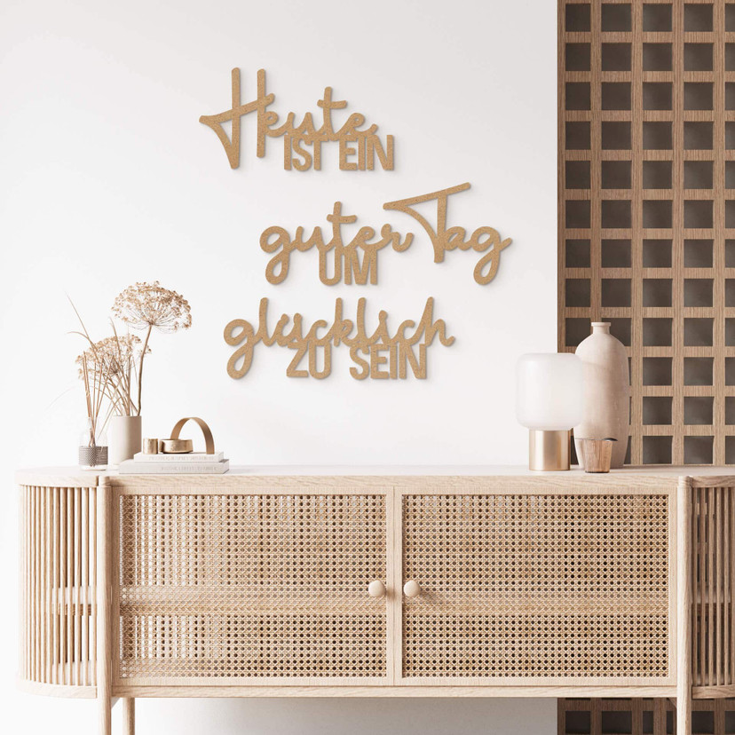 MDF-Deko 3D Schriftzug Heute ist ein guter Tag um glücklich zu sein - Natur