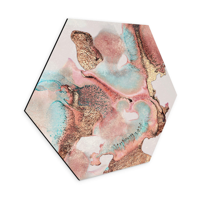 Hexagone - alu-Dibond Fredriksson - Golden ink with nuances in rosé