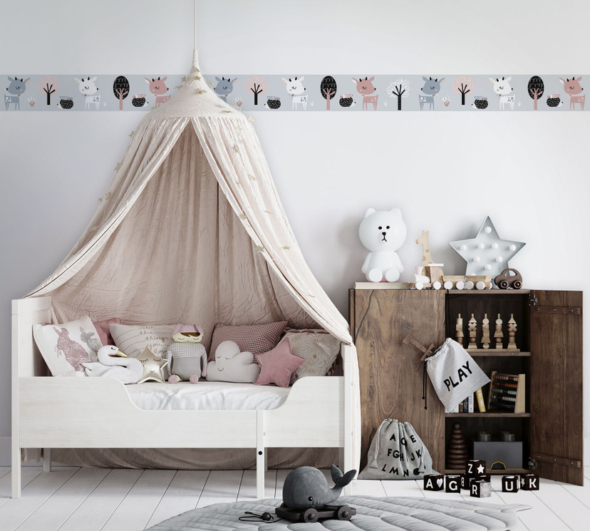 Tapet, non-woven tapet Kids Walls grå, sort