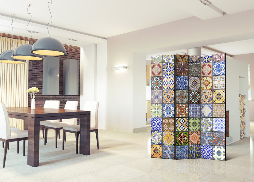 Rumdeler - Farvet mosaik, 3-delt - 135x172 cm