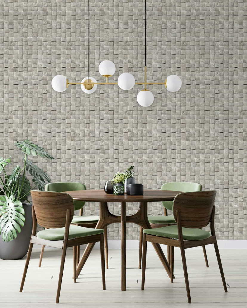 non-woven tapet i 3D vævet træ grå 3D look