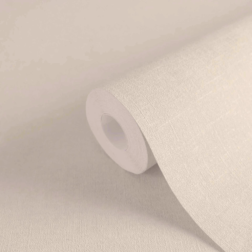 Beżowa tapeta z efektem lnu - elegancka tapeta z włókniny do przytulnego domu