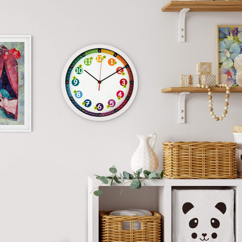 Farbenfrohe Wanduhr Kinder, bunt | rund | Ø30 cm