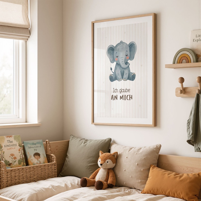Kinder-Poster 'Ich glaube an mich' mit Elefant