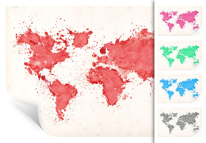 Wallprint W - Weltkarte Aquarell