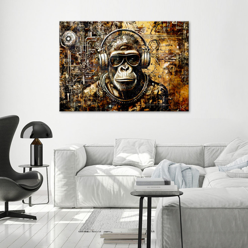 Canvasbillede, abe med briller