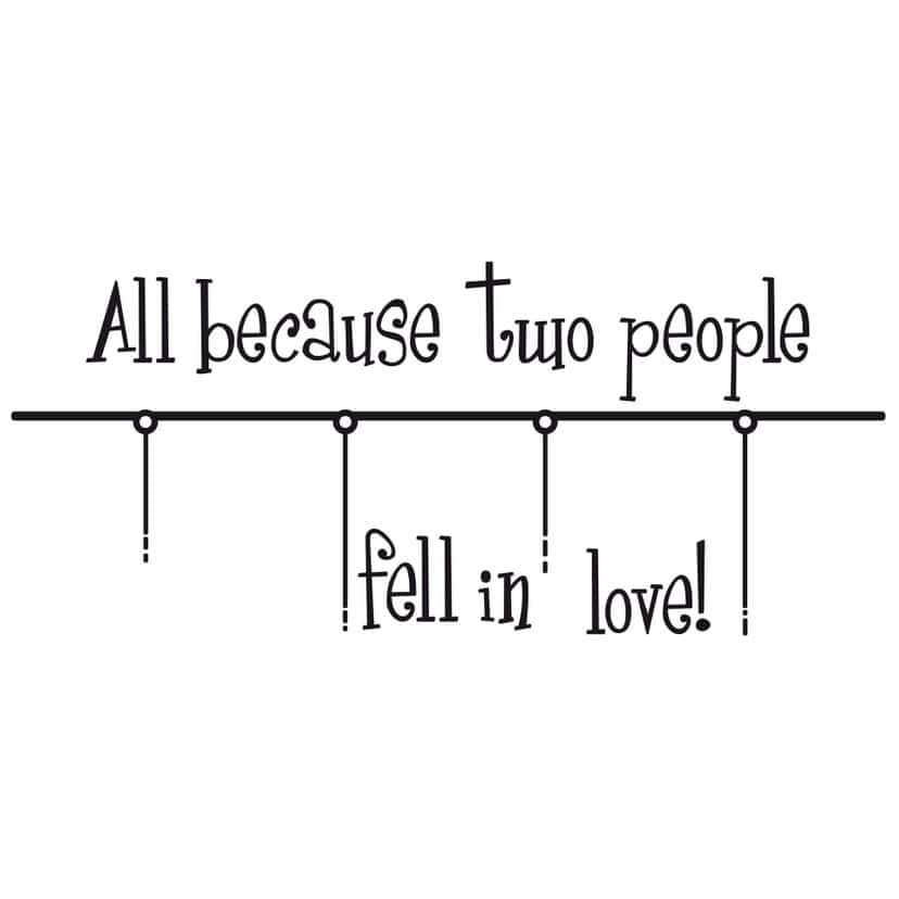 Wallsticker All because two people... inkl. 4 fotorammer