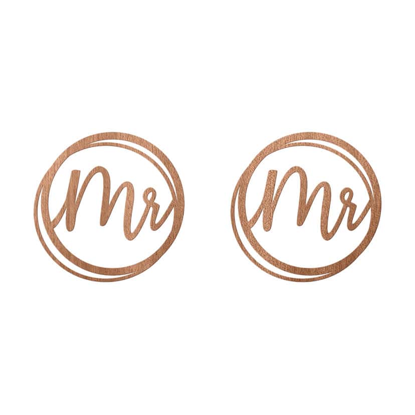 Drewniany napis ślubny Mr i Mr - mahoń