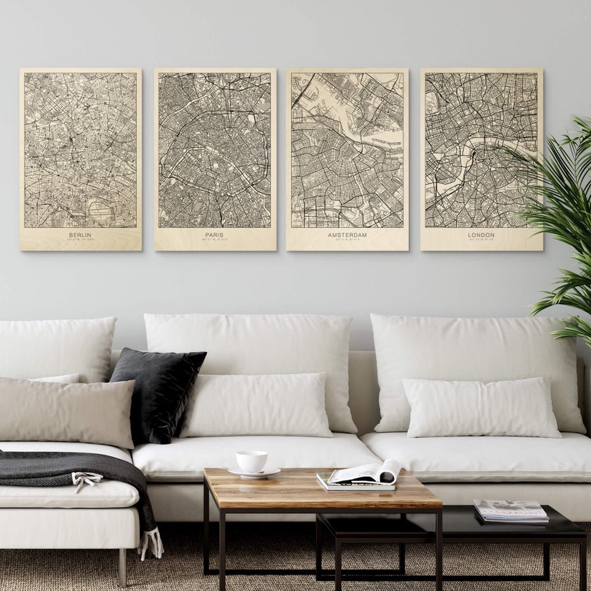 Plakat drewniany mapa miasta Berlin