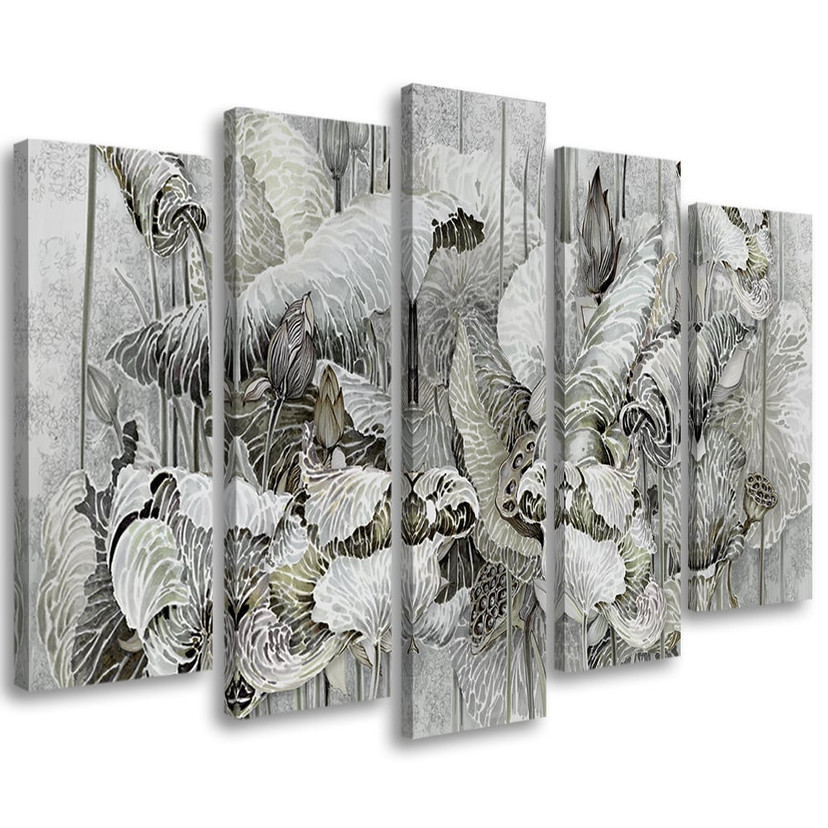 5 stykke lærredstryk, Saint Lotus-blomster