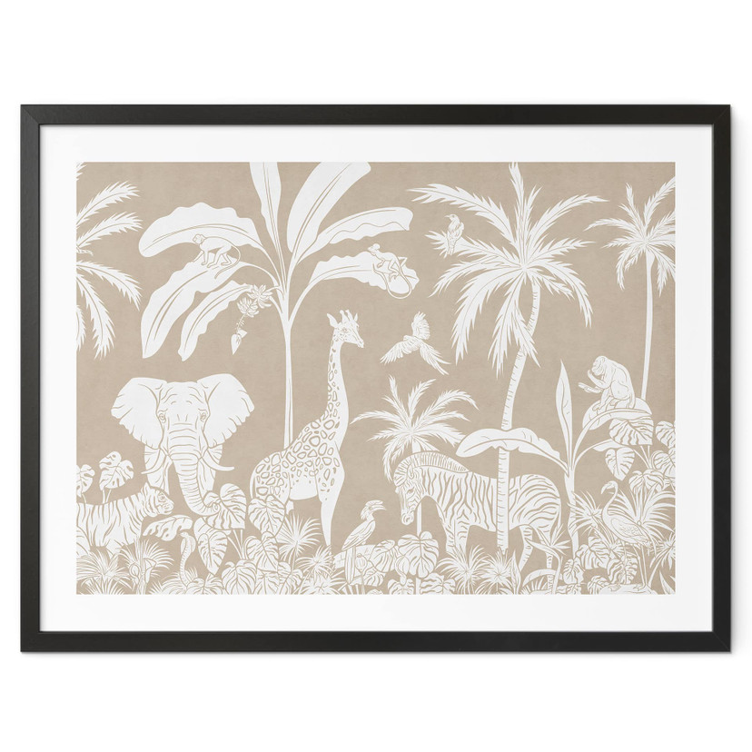 Poster Dschungelträume - Afrikas Tierwelt in Braun - Kikki Belle