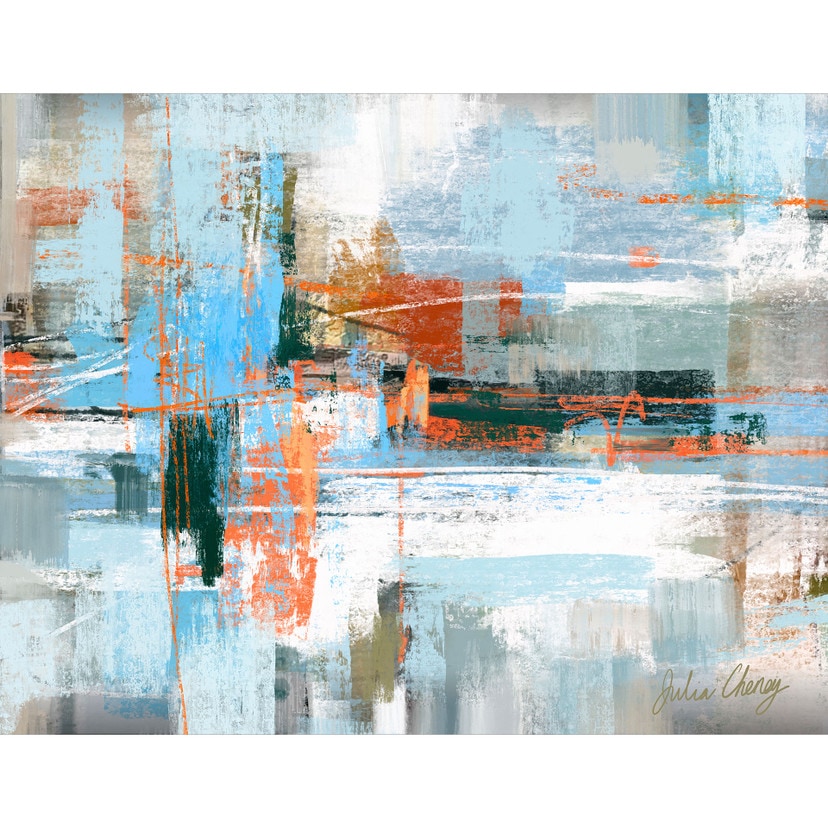 Fototapete Abstraktes Farbspiel blau orange - Cheney