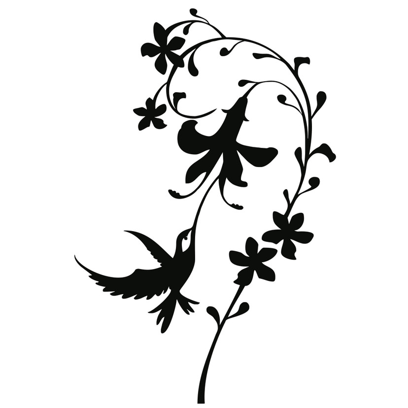 Wallsticker Kolibri Blomster