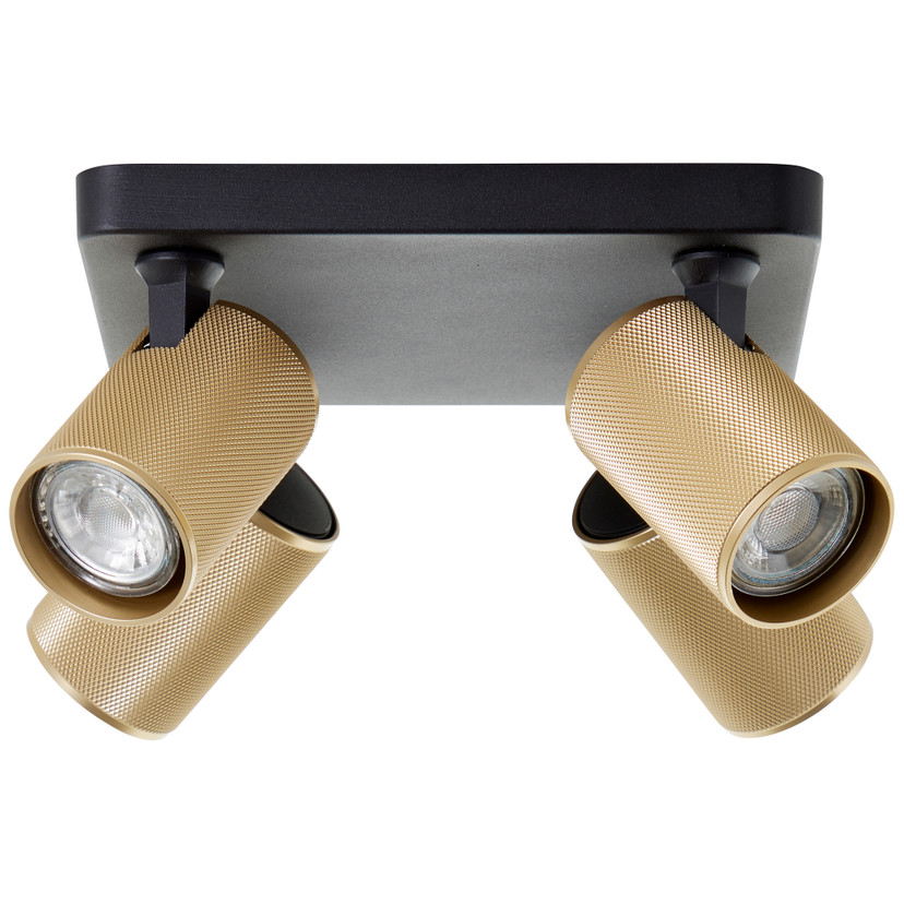 Spotbalken Leonardo, gold, 12,1 x 22 cm, Metall, goldene deckenstrahler