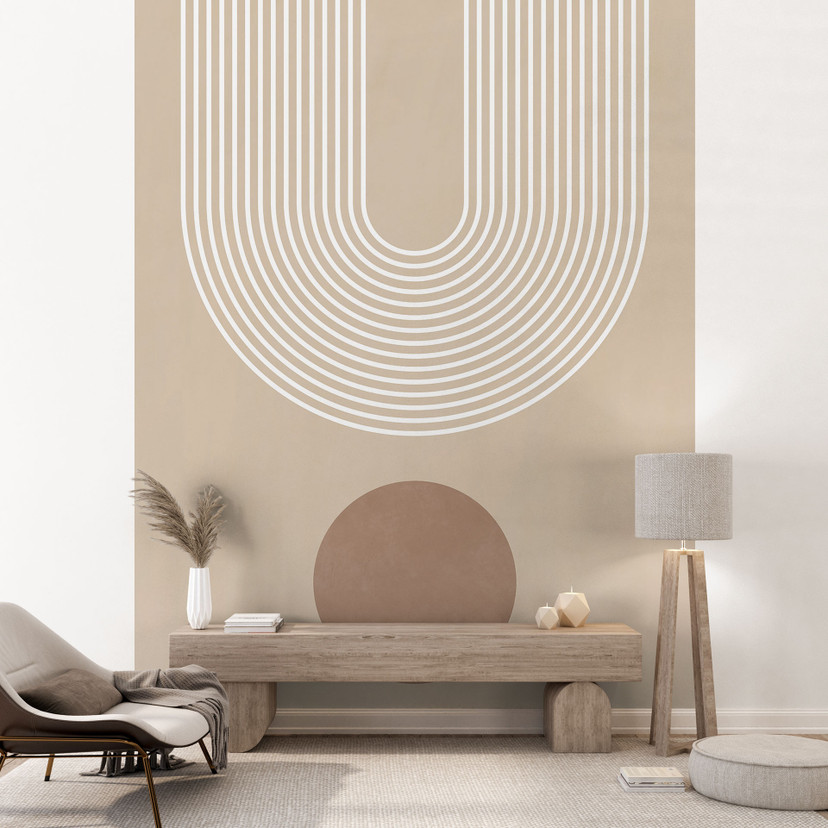 Papier peint photo Géométrie abstraite en équilibre - Beige - Ristova