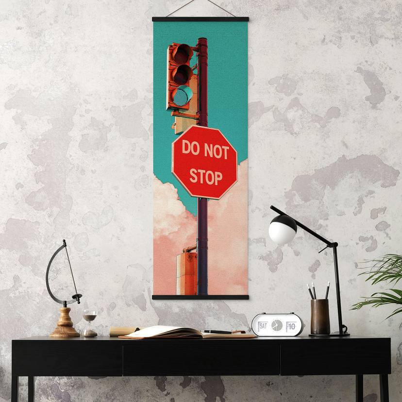 Póster de tela Do Not Stop - Señal delante del cielo azul turquesa - CosmoZach