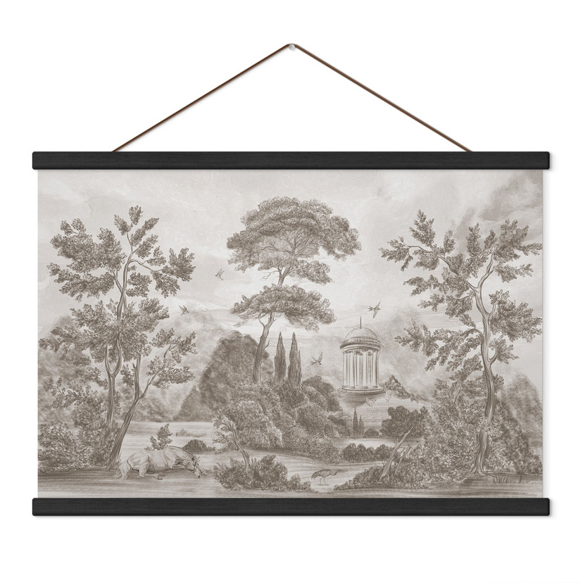 Textielposter Landschap met tuinlandschap in beige - Ms Tiff