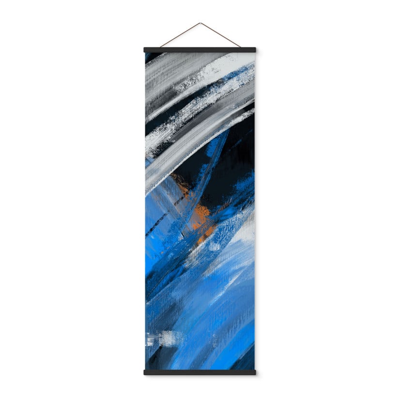 Stoffbild Blaue Pinselstriche abstrakt - Cheney - Panorama