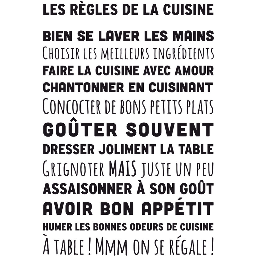 Sticker mural - Les Règles de la cuisine