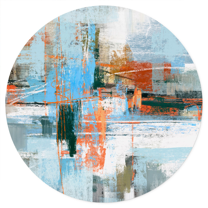 Wandtattoo Abstraktes Farbspiel blau orange - Cheney - Rund