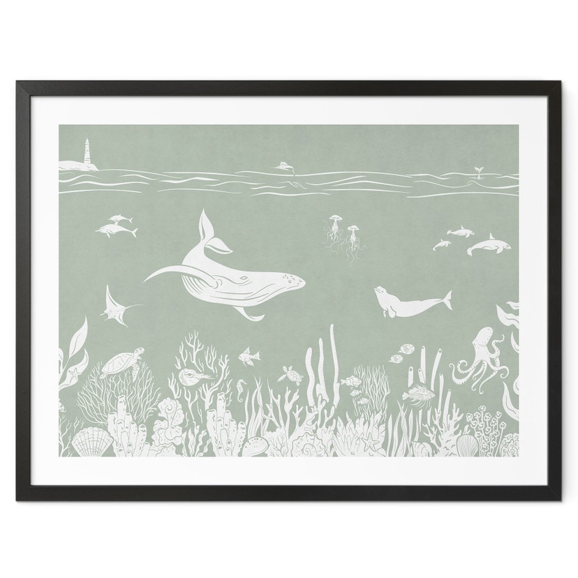 Poster Koraalrif en zeedieren - Een reis door het groen - Kikki Belle