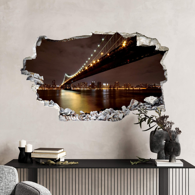 3D Wallsticker Manhattan Bridge om natten